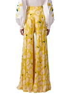 Floral Silk Palazzo Pants