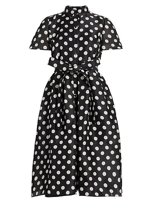 Silk Polka-Dot Shirt Dress