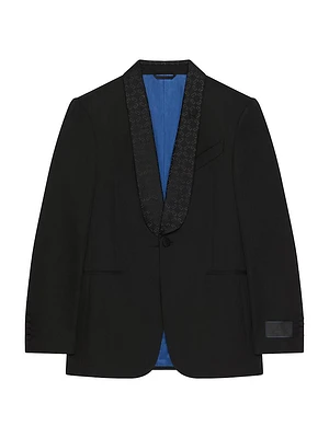 Slim Fit Jacket Wool with Monogram 72 Jacquard Collar