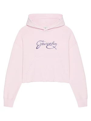 Cropped Hoodie Fleece with Snake Print
