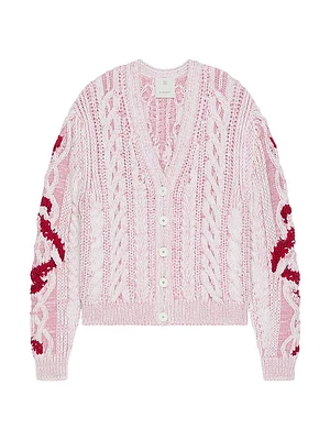 Cardigan Cable Knit with Snake Jacquard
