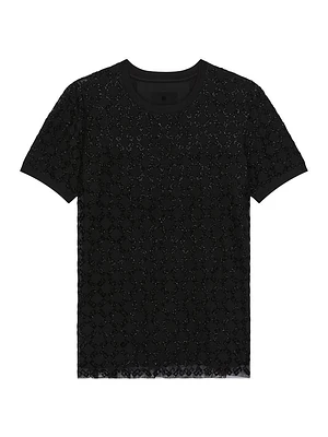 Double-Layered Slim T-Shirt Cotton and Tulle