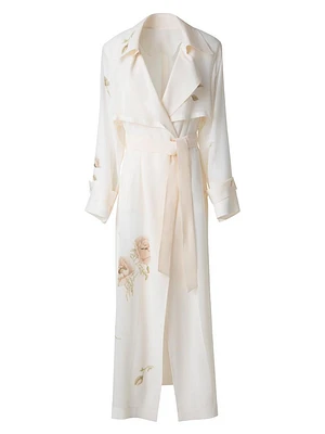 Haider Floral Silk Crepe Coat