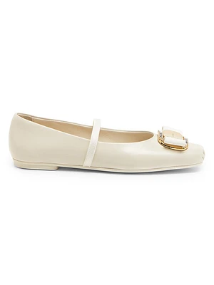 Zina Crystal-Embellished Leather Flats