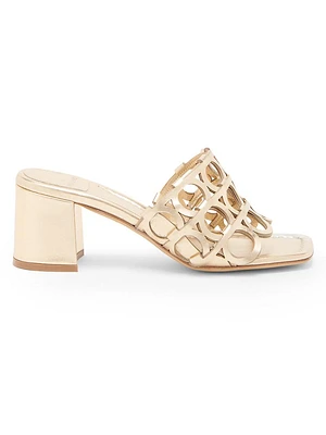 Erne 55MM Cut-Out Metallic Leather Mules