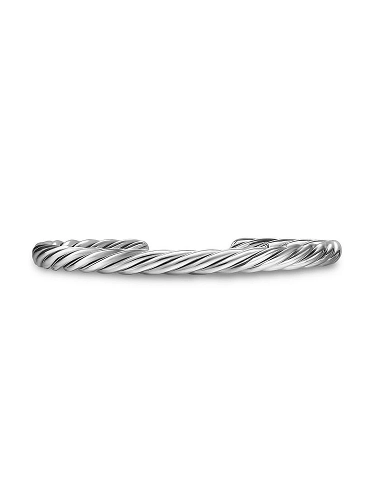 Cable Cuff Bracelet in Sterling Silver, 6MM