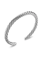 Cable Cuff Bracelet in Sterling Silver, 6MM