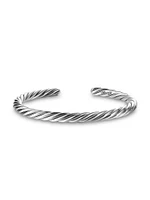 Cable Cuff Bracelet in Sterling Silver, 6MM