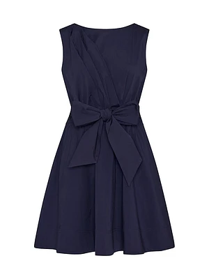 Draped Poplin Sleeveless Minidress