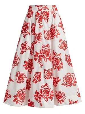 Juliet Rose Embroidery Midi-Skirt
