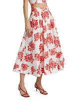 Juliet Rose Embroidery Midi-Skirt