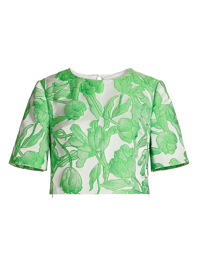 Tulip Floral Jacquard Crop Top
