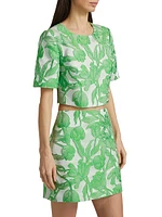Tulip Floral Jacquard Crop Top