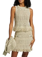 Beaded Fringe Knit Shell Top