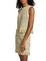 Beaded Fringe Knit Shell Top