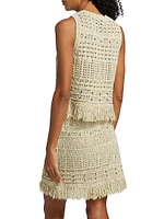 Beaded Fringe Knit Shell Top