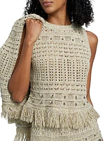 Beaded Fringe Knit Shell Top