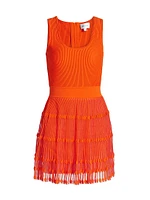 Sheer-Knit Sleeveless Flare Minidress