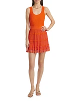 Sheer-Knit Sleeveless Flare Minidress