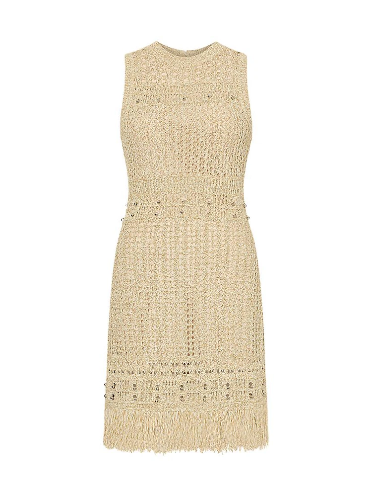 Beaded Fringe Knit Minidress