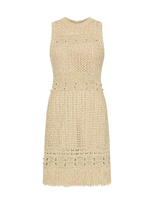 Beaded Fringe Knit Minidress