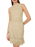 Beaded Fringe Knit Minidress