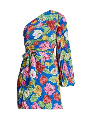 Linden Tulip Rosette Pleated Minidress