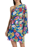 Linden Tulip Rosette Pleated Minidress