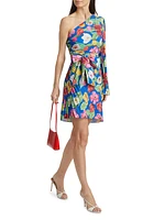 Linden Tulip Rosette Pleated Minidress