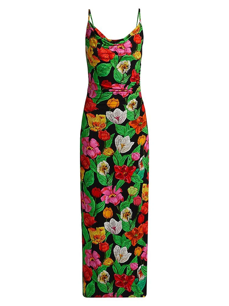 Tulip Rosette Cowlneck Cocktail Dress