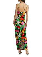 Tulip Rosette Cowlneck Cocktail Dress