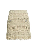 Beaded Fringe Knit Miniskirt