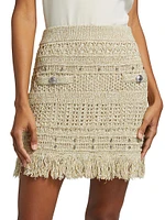 Beaded Fringe Knit Miniskirt