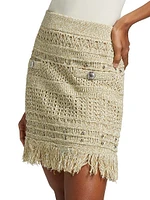 Beaded Fringe Knit Miniskirt