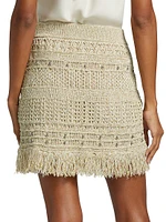 Beaded Fringe Knit Miniskirt