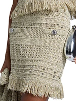 Beaded Fringe Knit Miniskirt