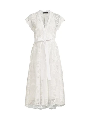 Nishi Lace Tie-Waist Midi-Dress
