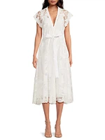Nishi Lace Tie-Waist Midi-Dress
