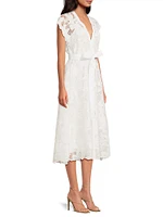 Nishi Lace Tie-Waist Midi-Dress
