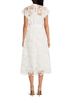 Nishi Lace Tie-Waist Midi-Dress
