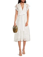 Nishi Lace Tie-Waist Midi-Dress