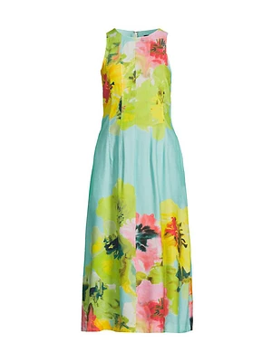 Ophelia Floral Seamed Fit & Flare Midi-Dress
