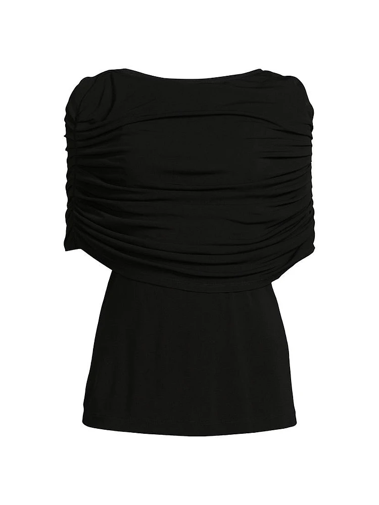 Matte Jersey Ruched Shoulder Top