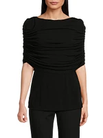 Matte Jersey Ruched Shoulder Top