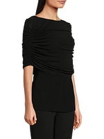 Matte Jersey Ruched Shoulder Top