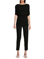 Matte Jersey Ruched Shoulder Top