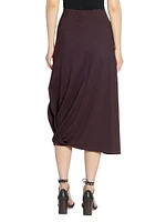 Twisted Hem Midi-Skirt