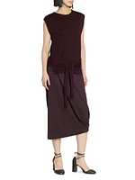 Twisted Hem Midi-Skirt