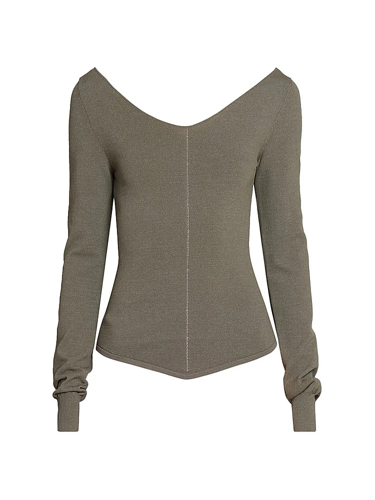 Crêpe Wide V-Neck Top