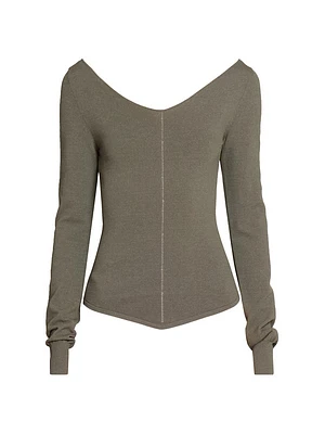 Crêpe Wide V-Neck Top